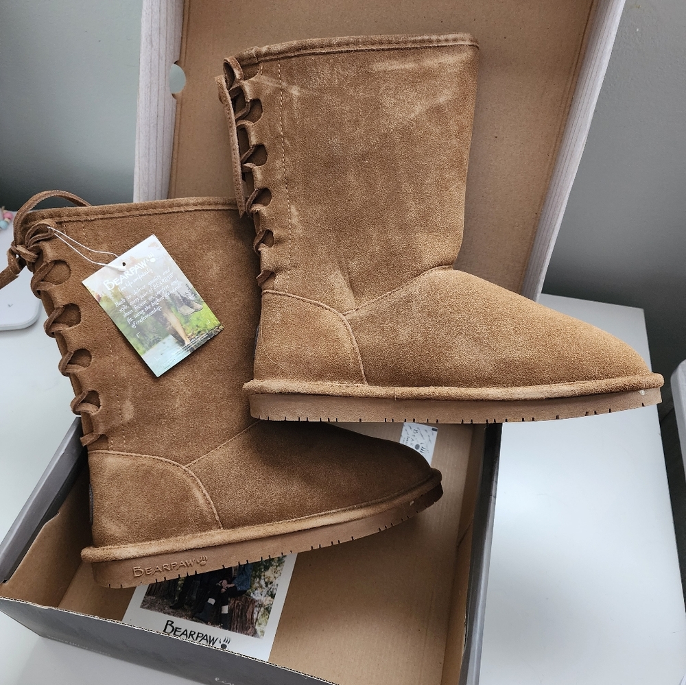 BEARPAW Phyllis Hickory Tan Furry Boots 
